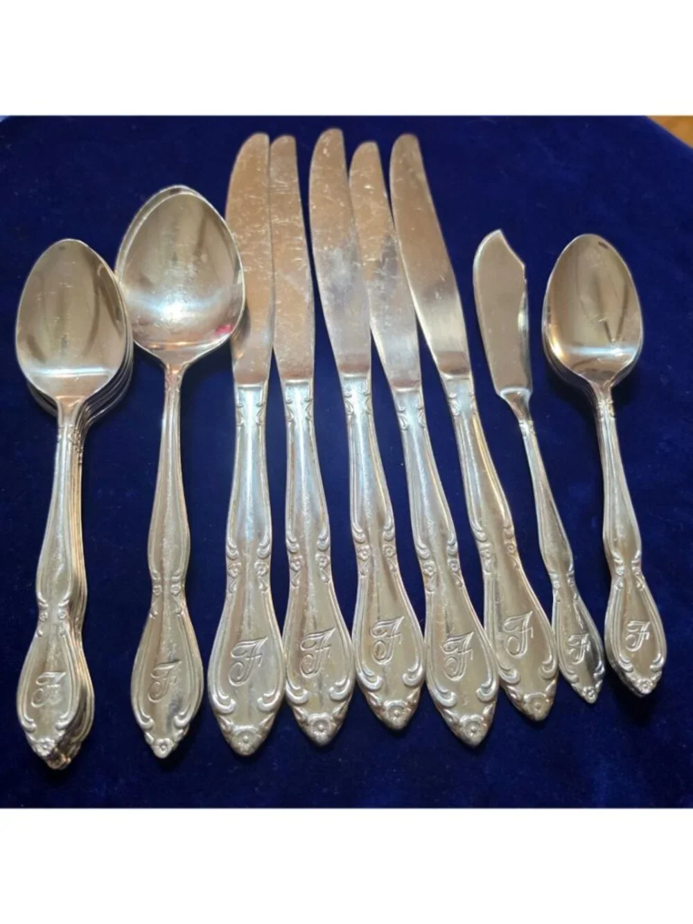 Vtg 23 Pc Stainless Flatware Lot Affection Pattern Taiwan Monogram 